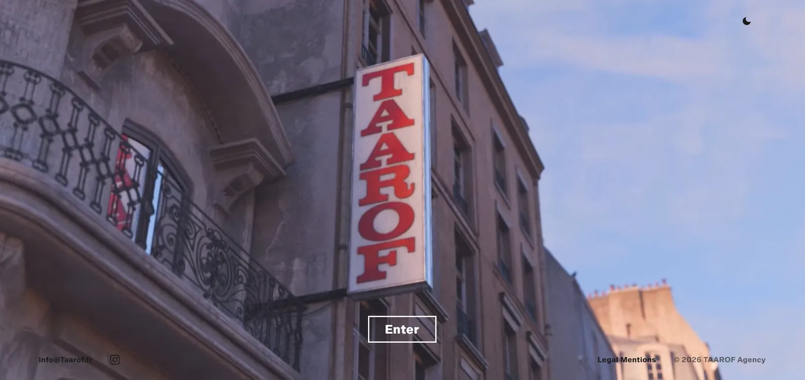 Splash screen du site Taarof en mode clair